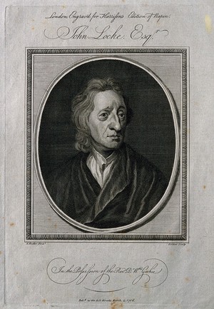 view John Locke. Line engraving by J. Goldar after Sir G. Kneller, 1697.