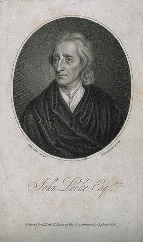 John Locke. Stipple engraving by T. Cheesman, 1814, after Sir G. Kneller, 1697.