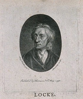 John Locke. Line engraving by W. Bromley, 1794, after Sir G. Kneller, 1697.