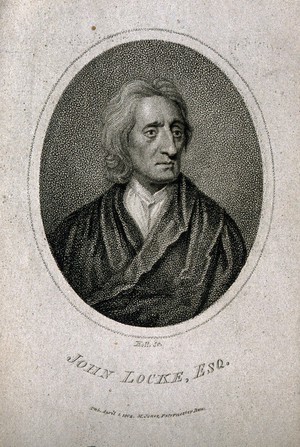 view John Locke. Line engraving by J. June after Sir G. Kneller, 1697.