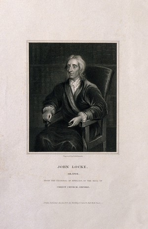 view John Locke. Stipple engraving by H. Robinson, 1829, after Sir G. Kneller, 1704.
