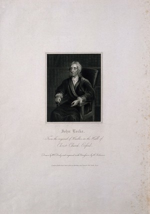 view John Locke. Stipple engraving by H. Robinson, 1832, after Sir G. Kneller, 1704.