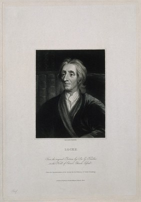 John Locke. Stipple engraving by J. Posselwhite after Sir G. Kneller, 1704.