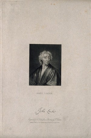 view John Locke. Stipple engraving by R. Hicks, 1836, after Sir G. Kneller.