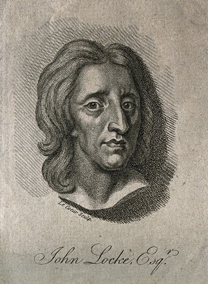 view John Locke. Stipple engraving by L. Lecoeur, 1800, after J. M. Rysbrack [?].