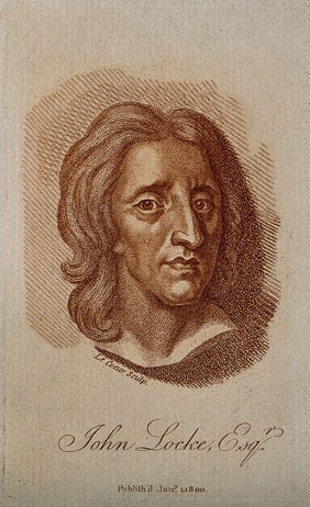 John Locke. Colour stipple engraving by L. Lecoeur, 1800, after J. M. Rysbrack [?].