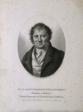 Jean Louis Auguste Loiseleur Deslongchamps. Stipple engraving by A. Tardieu, 1827, after himself.