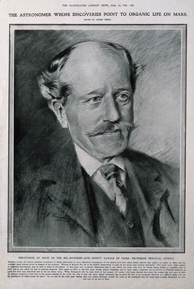 Percival Lowell. Reproduction of pastel drawing after N. Priest, 1910.