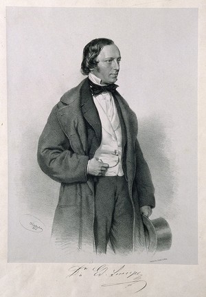 view Eduard Lumpe. Lithograph by F. Kriehuber, 1862.