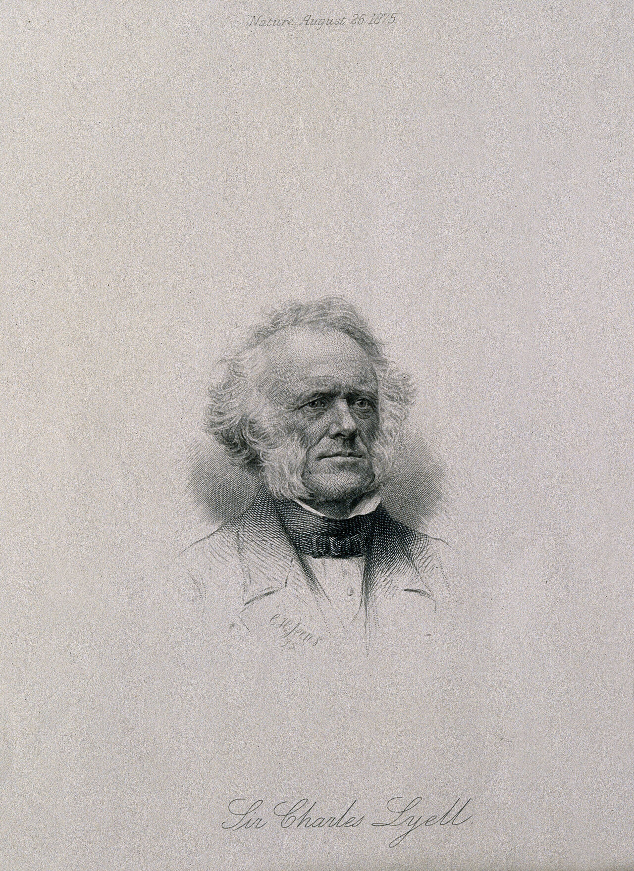 Sir Charles Lyell. Stipple engraving by C. H. Jeens, 1875., 1875, by Charles Henry Jeens