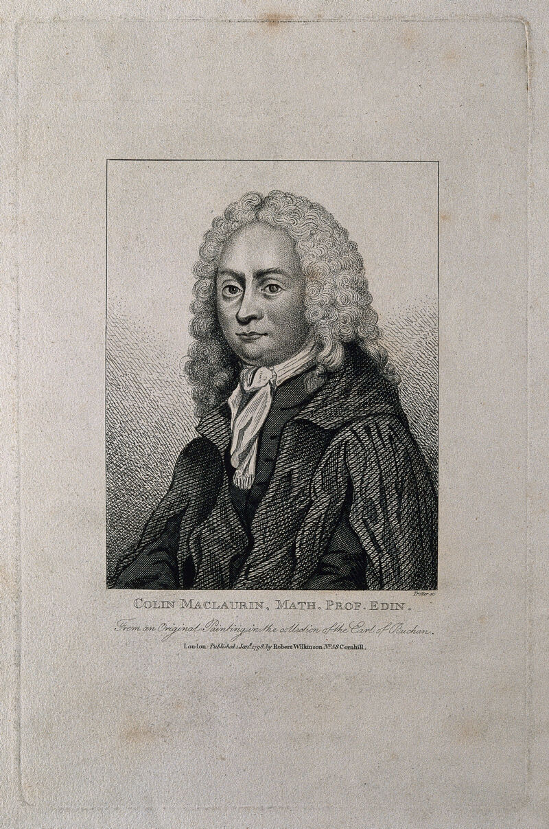 Colin Maclaurin. Engraving by T. Trotter, 1798., 1 Jan.y 1798, by Thomas Trotter