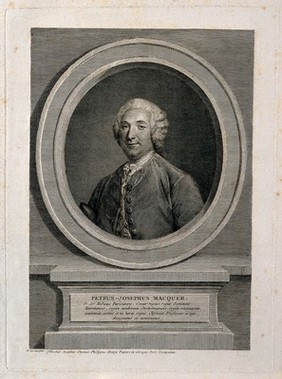 Pierre-Joseph Macquer. Line engraving by J. Benoist after J. B. Garrand.