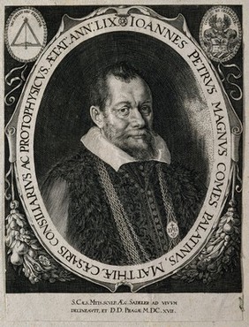 Johann Peter Magnus. Line engraving by Aeg. Sadeler after himself, 1617.