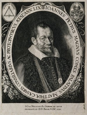 view Johann Peter Magnus. Line engraving by Aeg. Sadeler after himself, 1617.