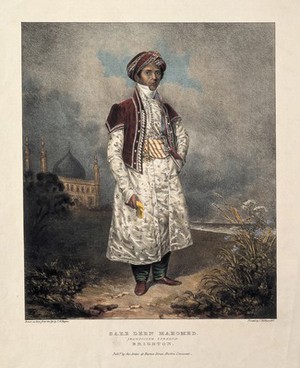 view Sake Deen Mahomed. Coloured lithograph by T. M. Baynes.