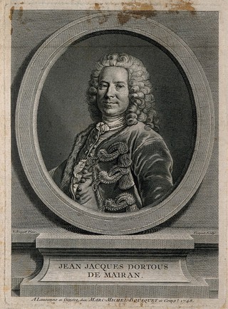 Jean-Jacques Dortous de Mairan. Line engraving by E. Ficquet, 1748, after L. Tocquet.