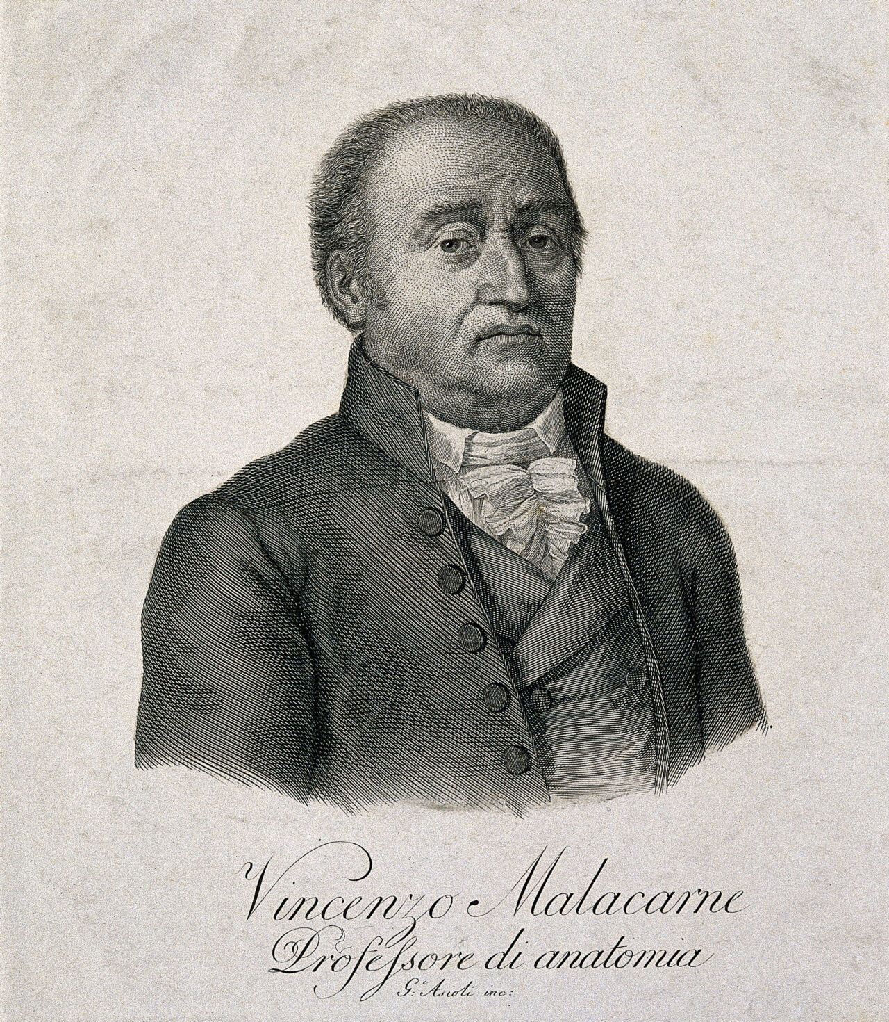 Michele Vincenzo Giacinto Malacarne. Line engraving by A. Asioli., by Giuseppe Asioli