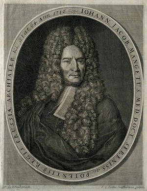 view Jean-Jacques Manget. Line engraving by J. G. Seiller after B. Guillibaud.