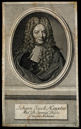 Jean-Jacques Manget. Line engraving after B. Guillibaud.