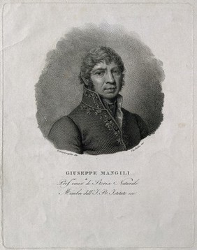 Giuseppe Mangili. Line engraving by V. Rolla after G. Garavaglia.