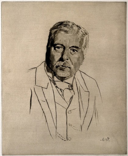Sir Patrick Manson. Etching by A. W. Turnbull.
