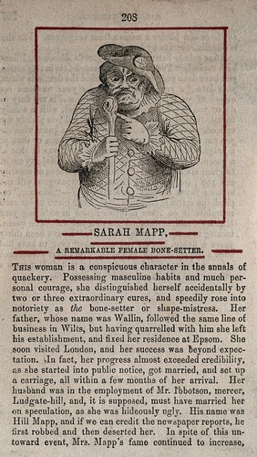 Sarah Mapp. Wood engraving after W. Hogarth.
