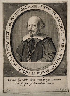 view Petrus de Marchettis. Line engraving by G. Giorgi, 1647.