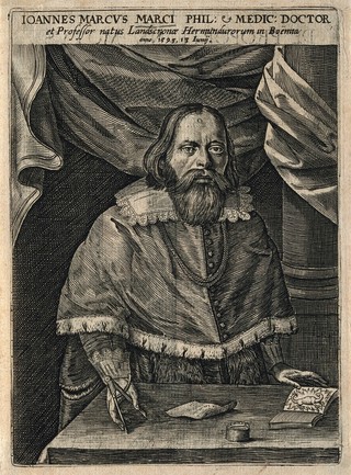 Joannes Marcus Marci. Line engraving, 1639.