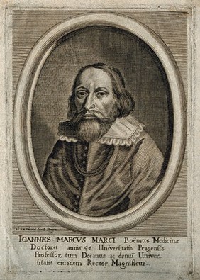 Joannes Marcus Marci. Line engraving by G. de Groos.