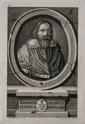 Joannes Marcus Marci. Line engraving by J. Balzer after J. Kleinhard, 1772.