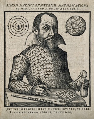 Simon Marius [Mayr]. Woodcut.