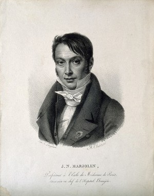 view Jean Nicolas Marjolin. Lithograph by Langlumé after A. Chazal.