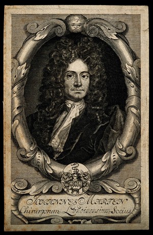 view John Marten. Line engraving by G. White, 1708, after F. Scheffer.