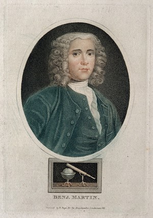 view Benjamin Martin. Coloured stipple engraving by R. Page, 1815.