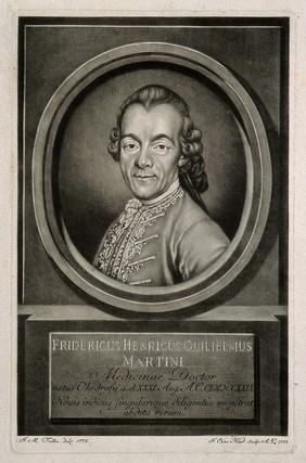 Friedrich Heinrich Wilhelm Martini. Mezzotint by J. E. Haid, 1775, after J. M. Falbe, 1775.
