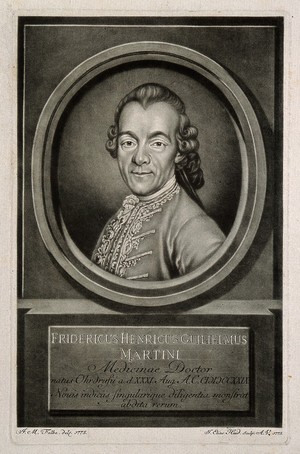 view Friedrich Heinrich Wilhelm Martini. Mezzotint by J. E. Haid, 1775, after J. M. Falbe, 1775.