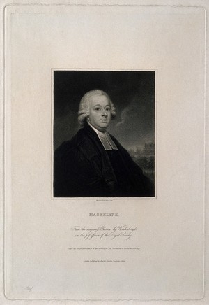 view Nevil Maskelyne. Stipple engraving by E. Scriven after L.F.G. van der Puyl.