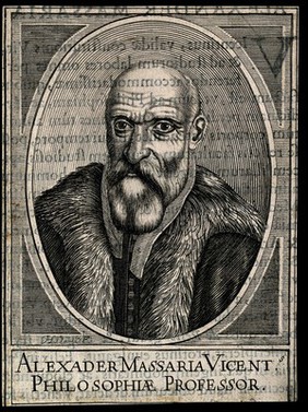 Alessandro Massaria. Line engraving by H. David, 1630.