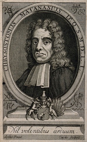 view Chrysostomus Matanasius (Thémiseul de Saint-Hyacinthe). Line engraving by Calotin after "Apelles".