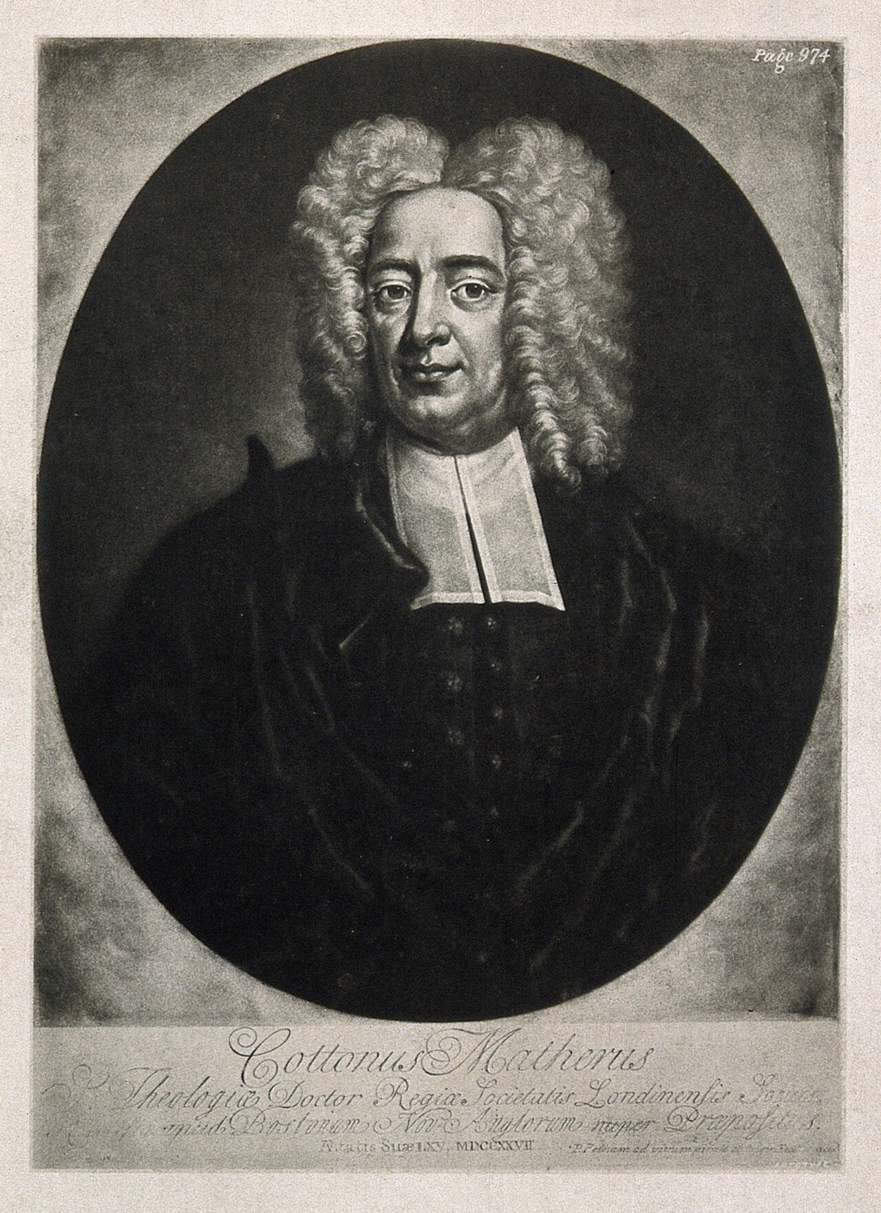 Cotton Mather. Photogravure after P. Pelham, 1727., by Peter Pelham