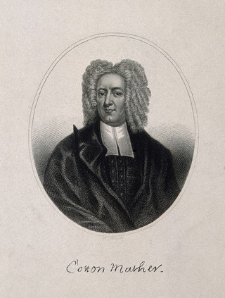 Cotton Mather. Line engraving by W. J. Alais after P. Pelham, 1727.