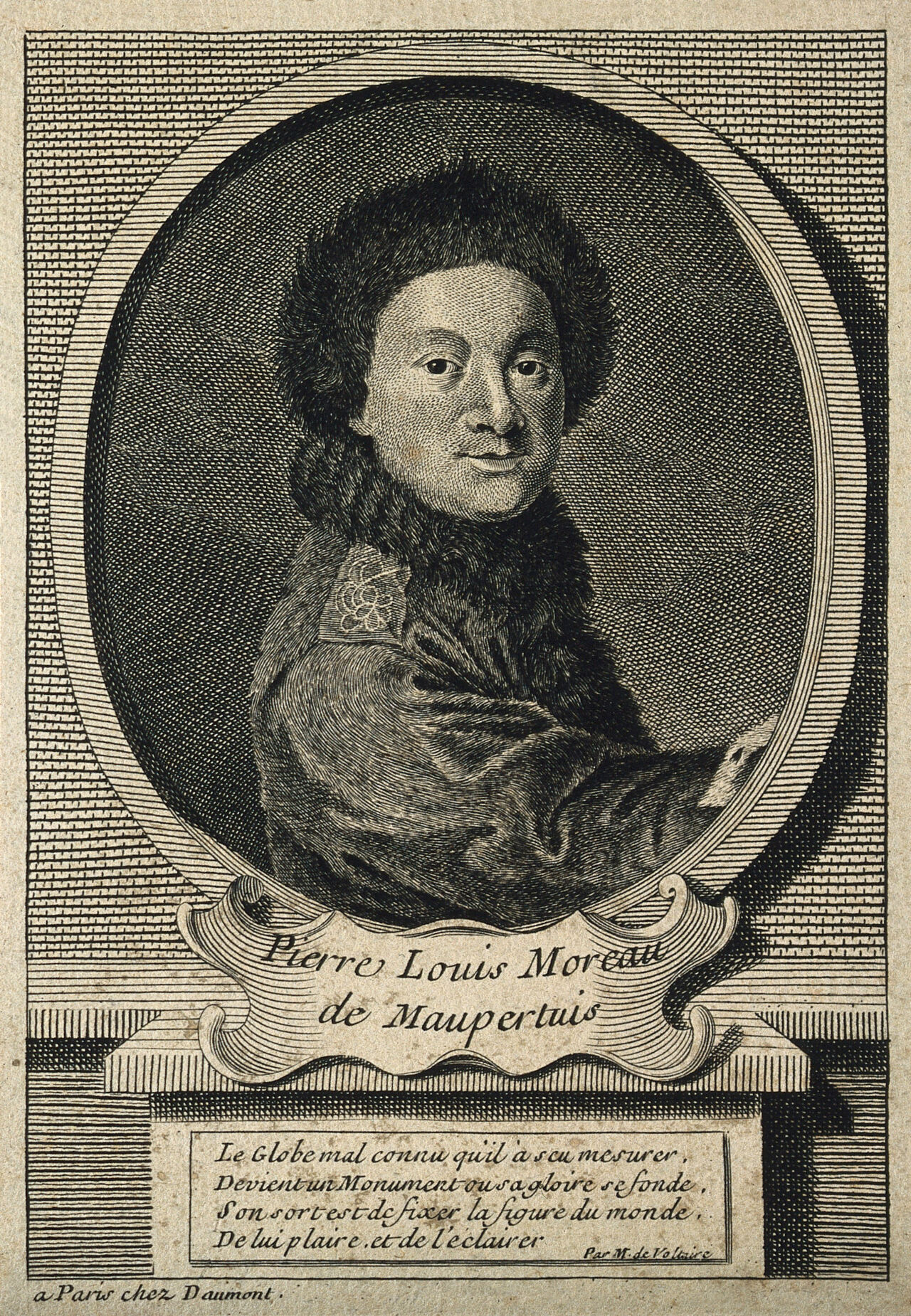 Pierre Louis Moreau de Maupertuis. Line engraving after R. Tournières, 1737., by Robert Tournières