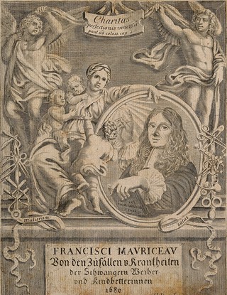 François Mauriceau. Line engraving by J. L. Durant, 1680.
