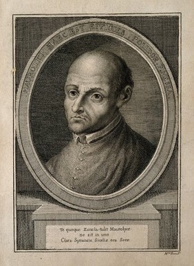 Francesco Maurolico. Line engraving by M. Bovis after Polidoro da Caravaggio.