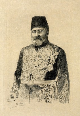 Pasha Mavrogeny. Etching by A. Lalauze, 1896.