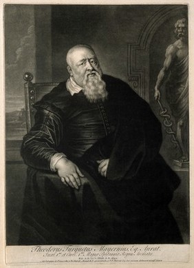 Sir Theodore Turquet de Mayerne. Mezzotint by J. Simon after Sir P. P. Rubens.