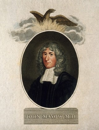 John Mayow. Coloured stipple engraving.