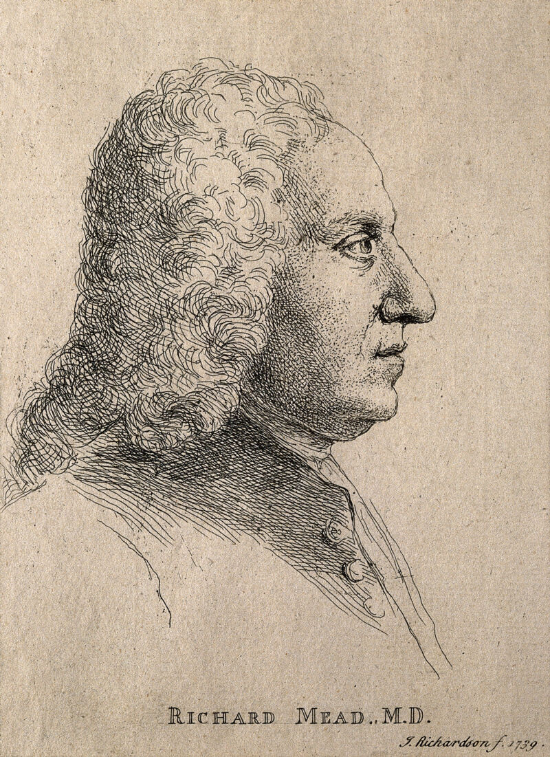 Richard Mead. Etching by J. Richardson, 1739., 1739, by Jonathan Richardson