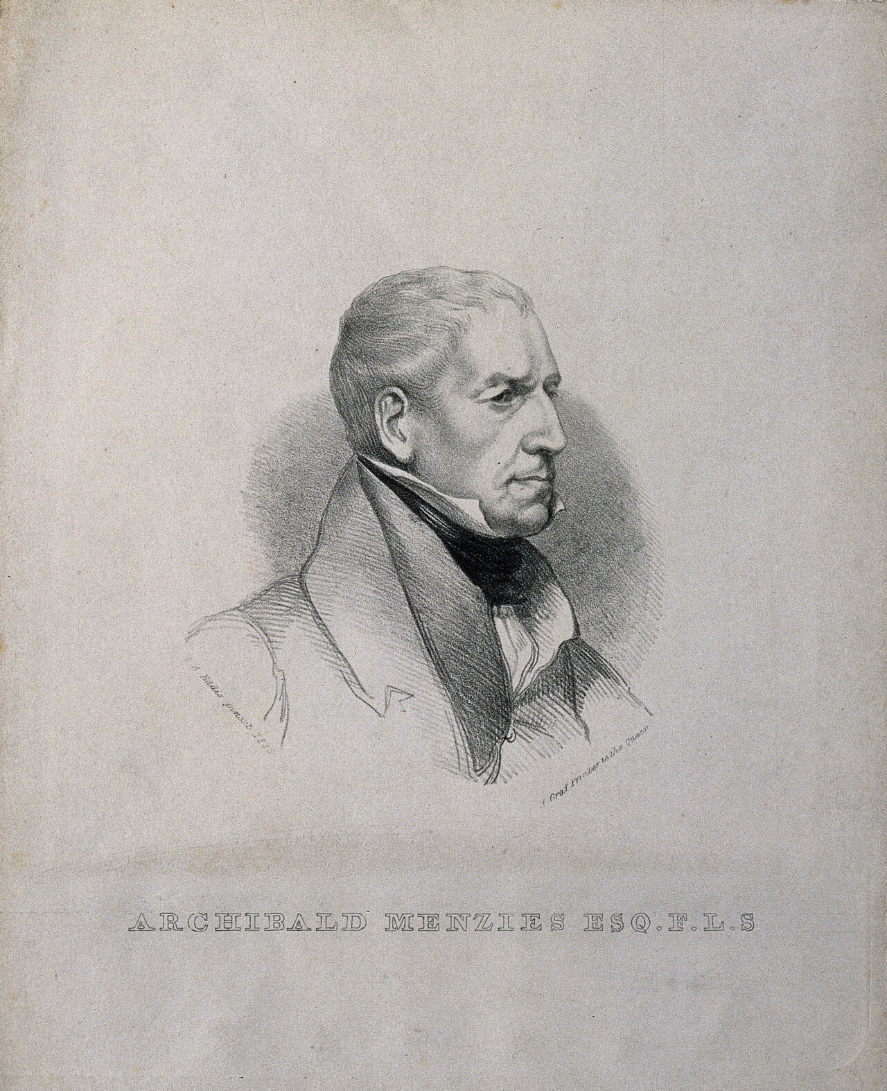 Archibald Menzies. Lithograph after E. U. Eddis, 1835., by Eden Upton Eddis