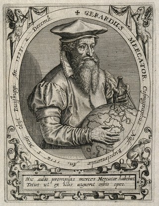 Gerard Mercator [Cremer]. Line engraving by T. de Bry.